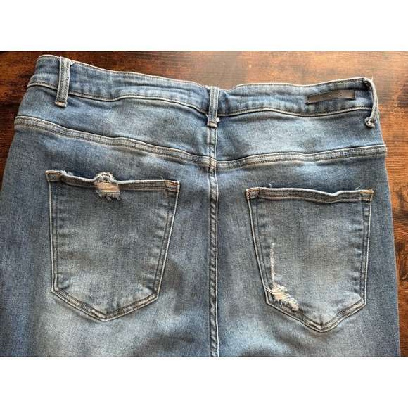 Risen Straight Leg Denim Jeans High Rise Distressed Women's Size 1x 16 Stretchy - Picture 7 of 7